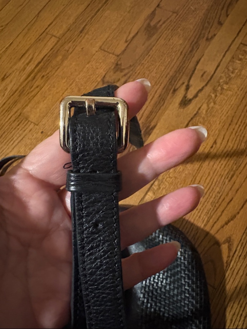 Women's Black Cole Haan Leather Crossbody Bag with Woven Detail - Picture 4 of 6